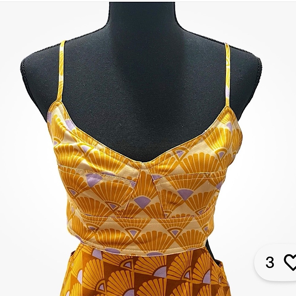 NWT House of Harlow 1960 x Revolve Yellow Geometric Shape Open Back Maxi - Picture 6 of 13